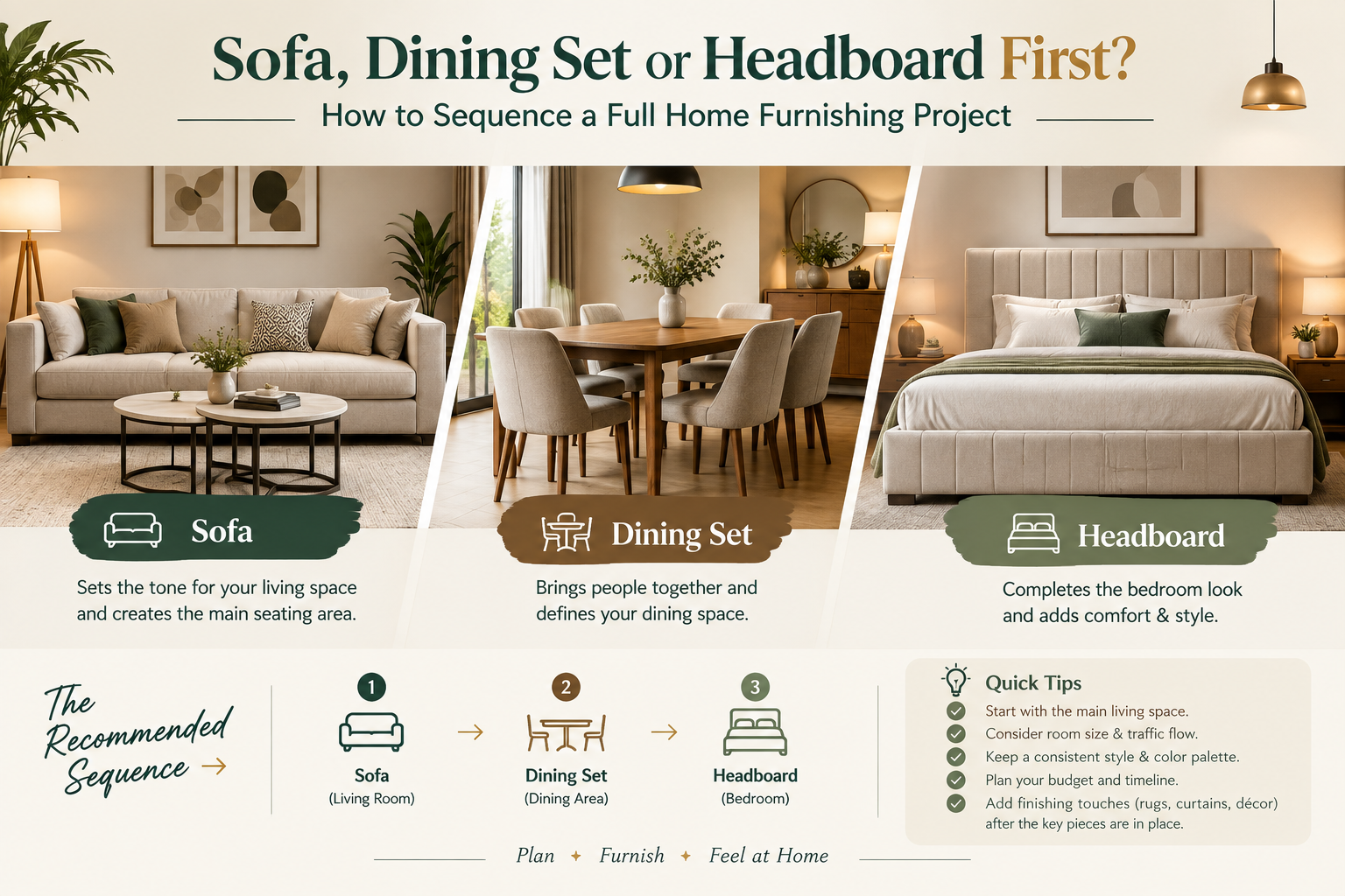 Sofa, Dining Set or Headboard First? How to Sequence a Full Home Furnishing Project